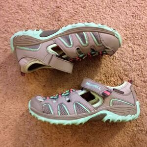Merrell Hydro H2O Hiker Waterproof Sandals Gray/Teal Girls Toddlers Sz 13 PREOWN